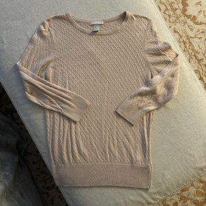 EUC H&M Wool Sweater Light Tan Cable Knit Lightweight Sz L